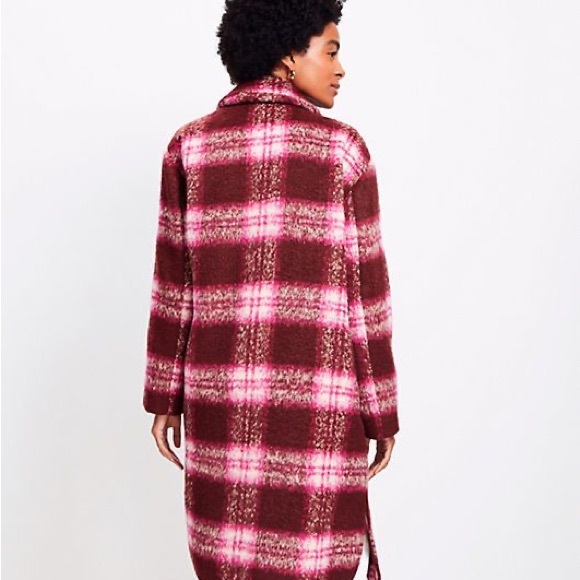 🎉HP🎉 Loft Plaid Boucle Coat 💗 Magenta & Pink - Picture 5 of 16